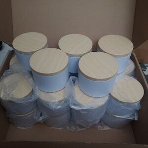 Sold- 20 White Candle Jars With Wood Lids